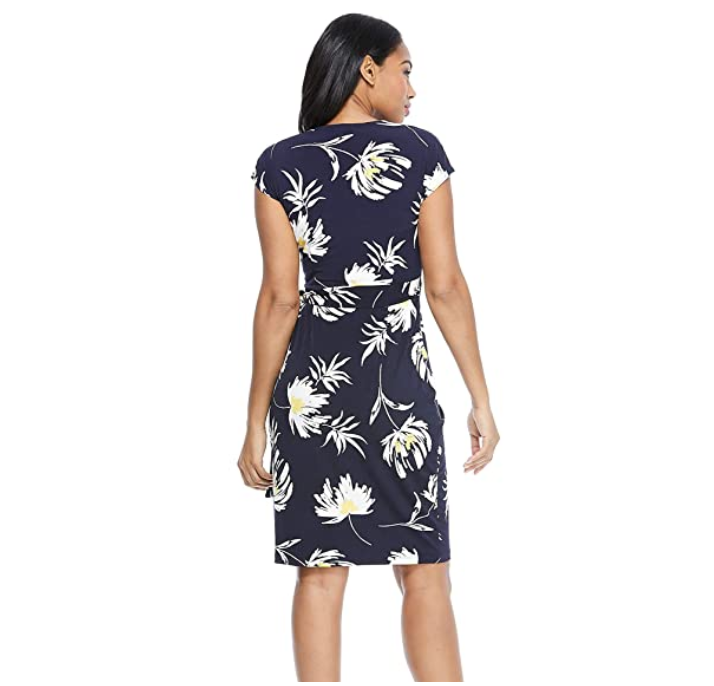 Maggy London Women's Floral Print V-neck Wrap Mini Dress
