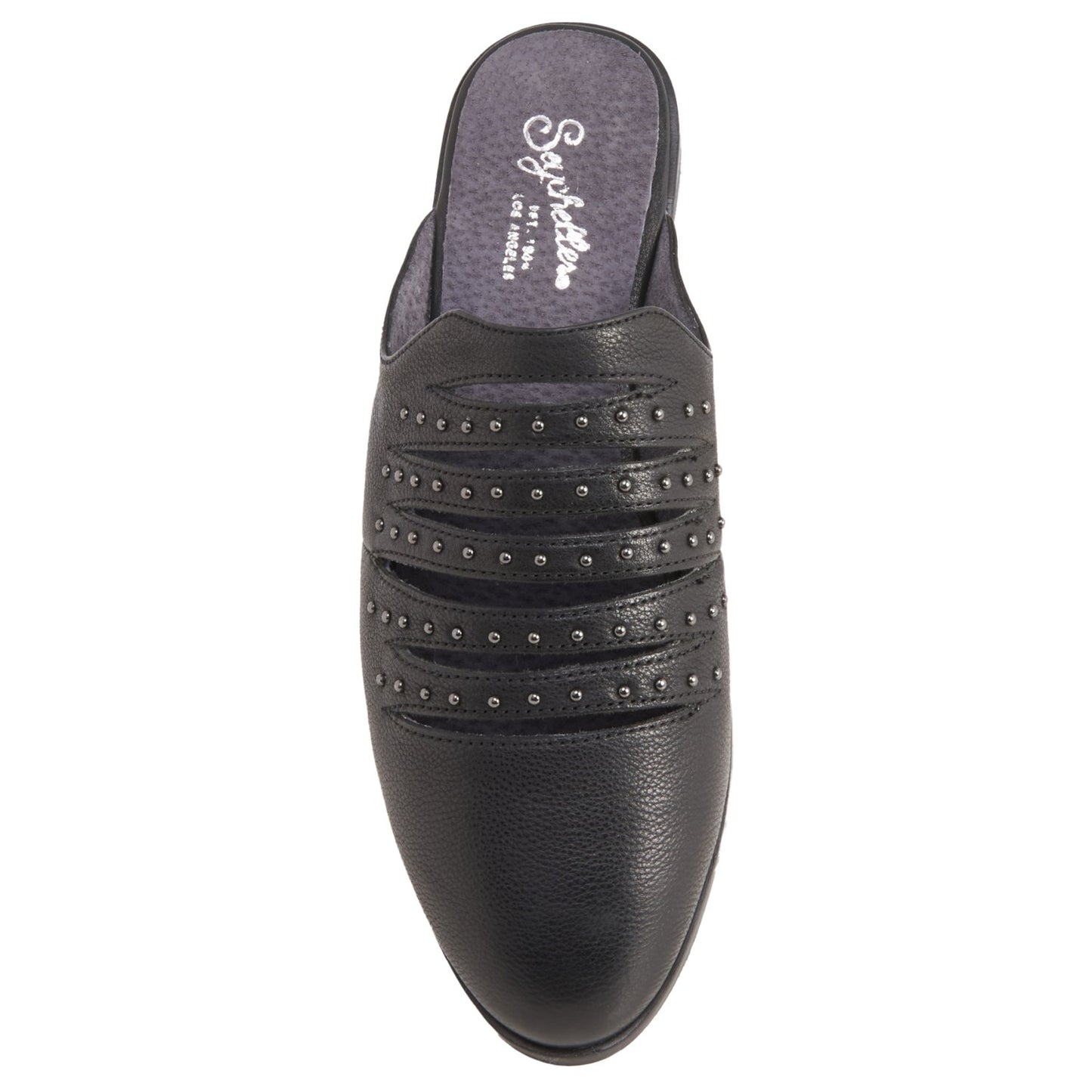 Seychelles Women's Leather Studs Embellished Cut Out Comfort Shoes Flat Slip-on Mules
