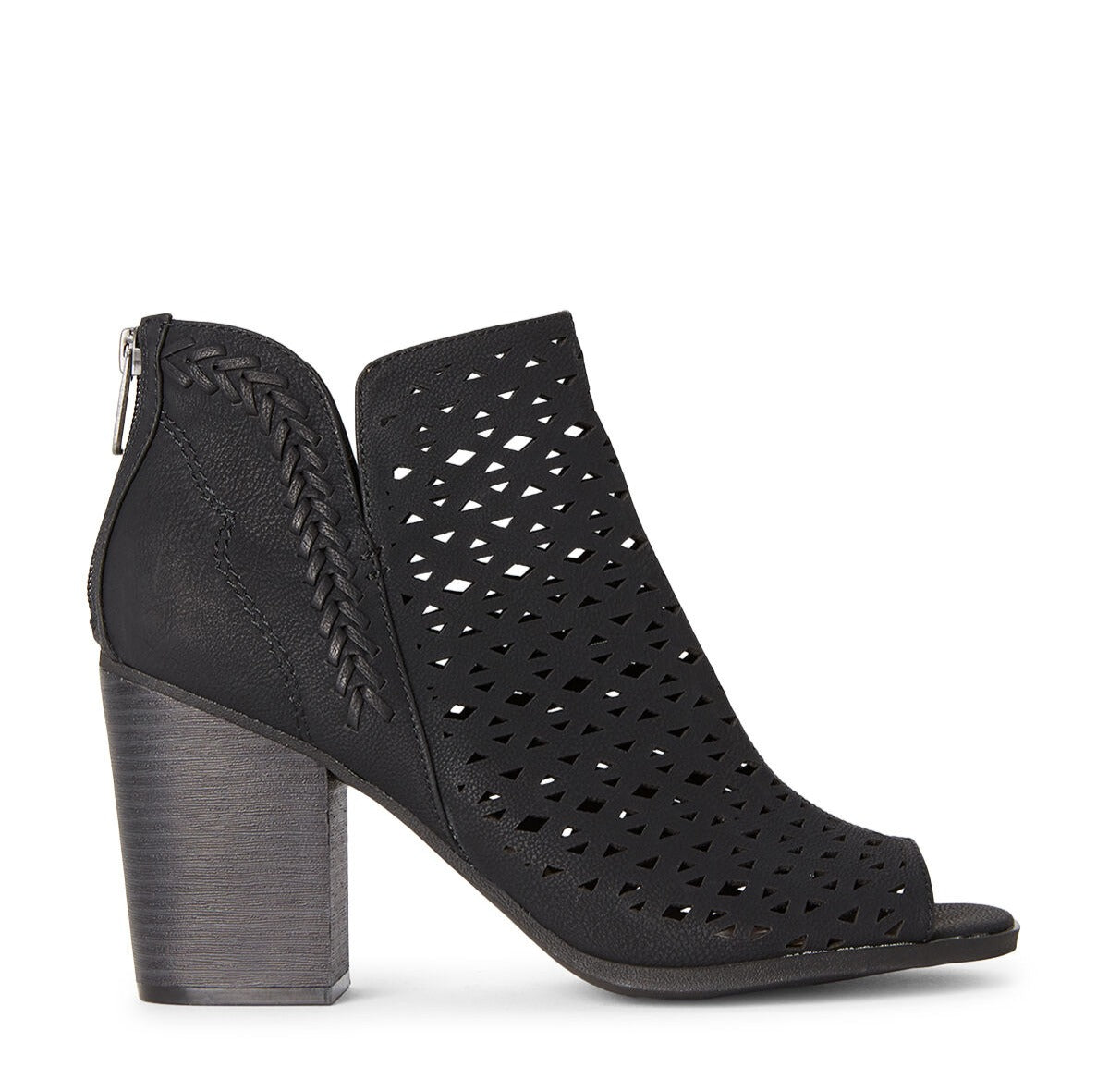 INDIGO RD. Women's Perforated Faux Suede Peep Toe Ankle Booties