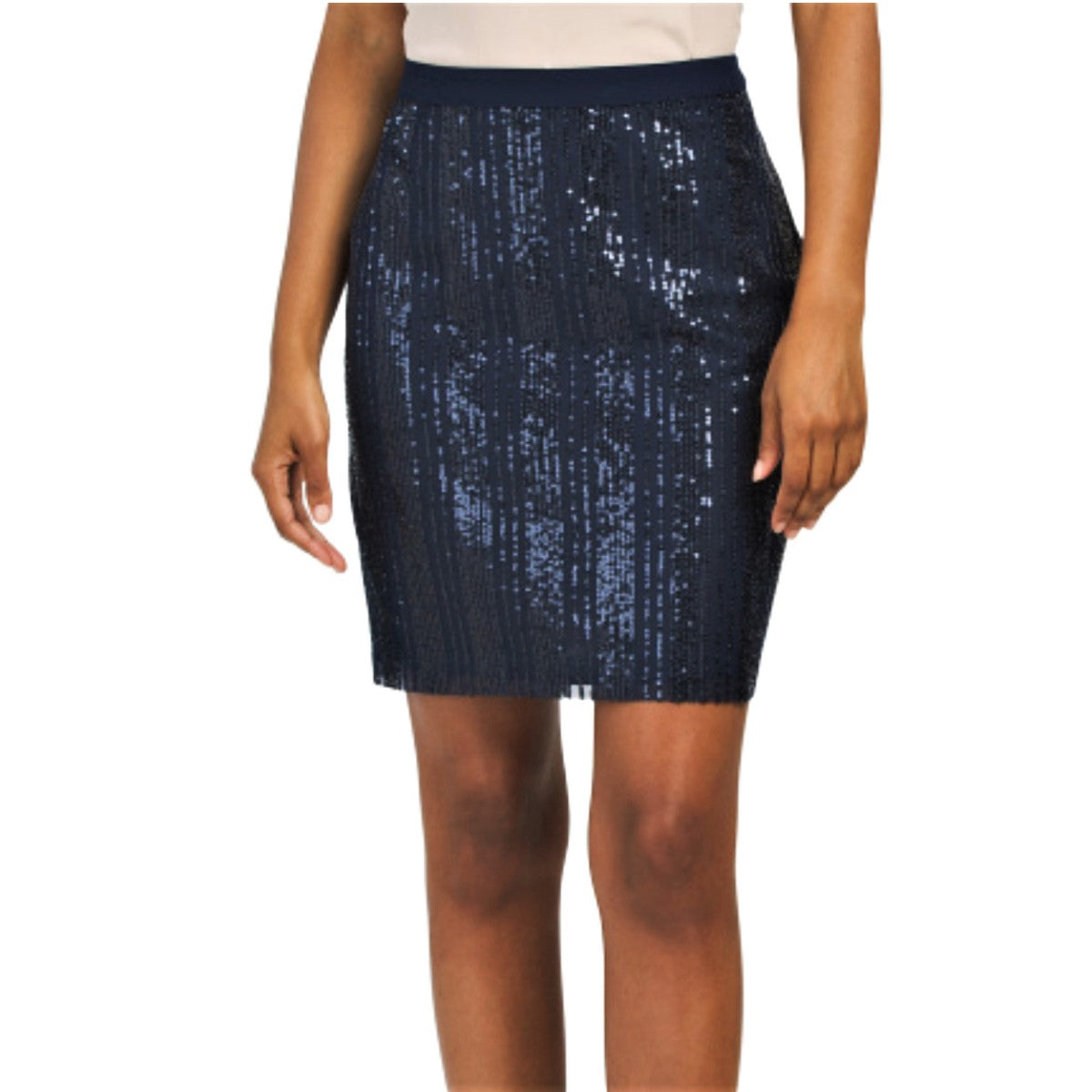 CECE Women s Stripe Sequin Embellished Mini Skirt