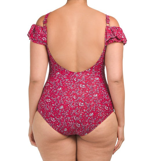 Profile By Gottex Women's Plus Floral Print Tummy Control Ruched One-piece Swimsuit