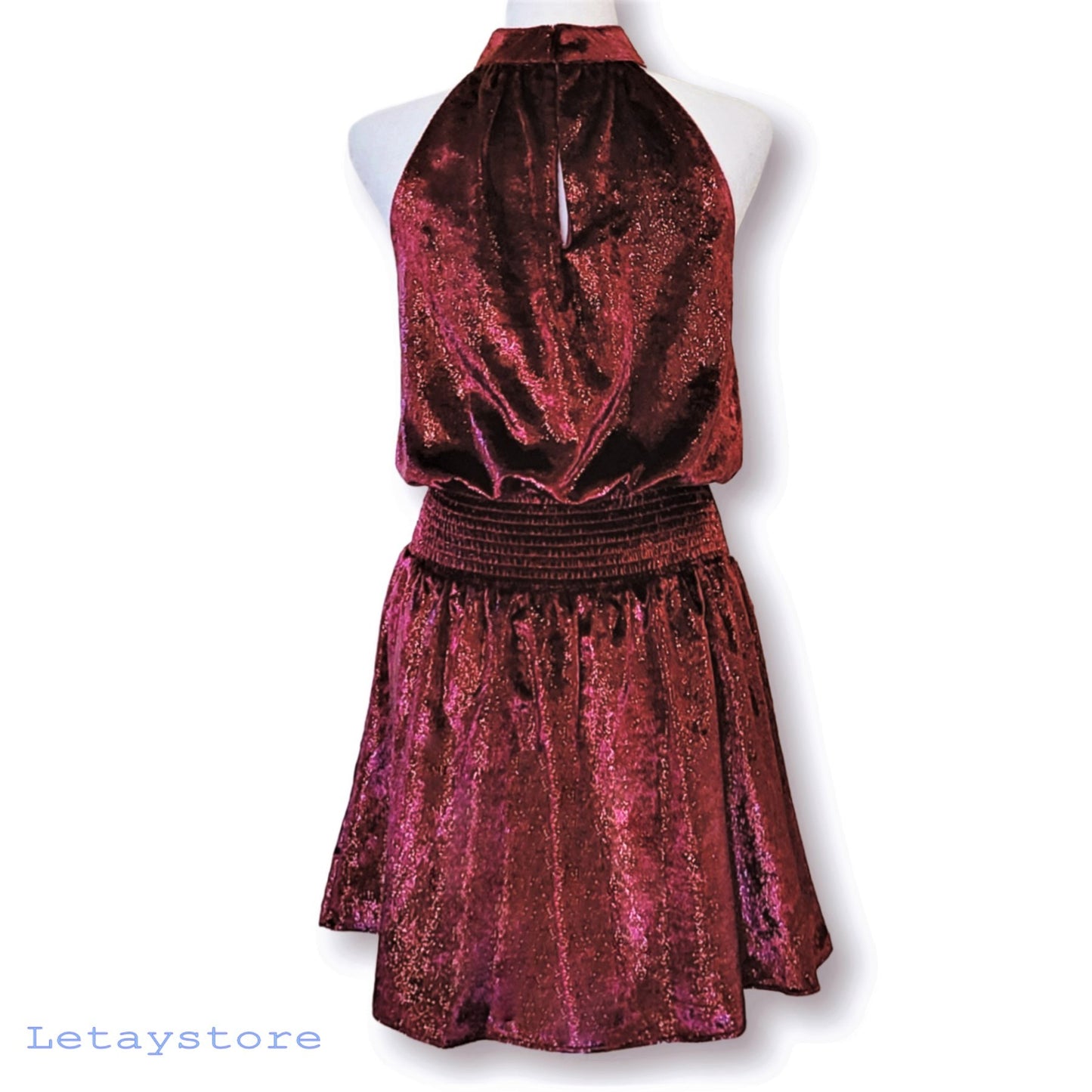 RAMY BROOK Women's Ellin Shimmer Velvet Halter Party Cocktail Mini Dress