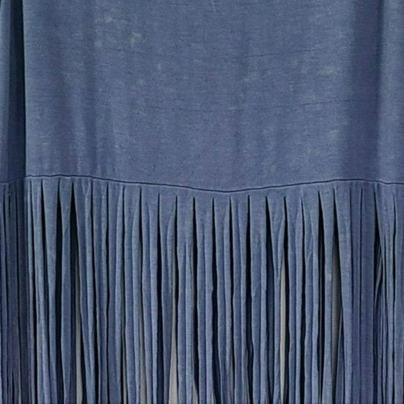 POL Boho Extended Fringe Tunic Tank Top.
