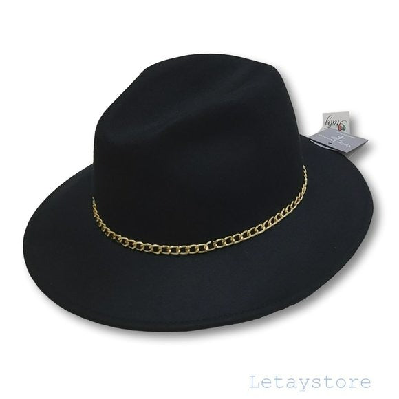 CINTELLI & GALLUZZO Made in Italy Wool Chain Strap Felt Fedora Hat