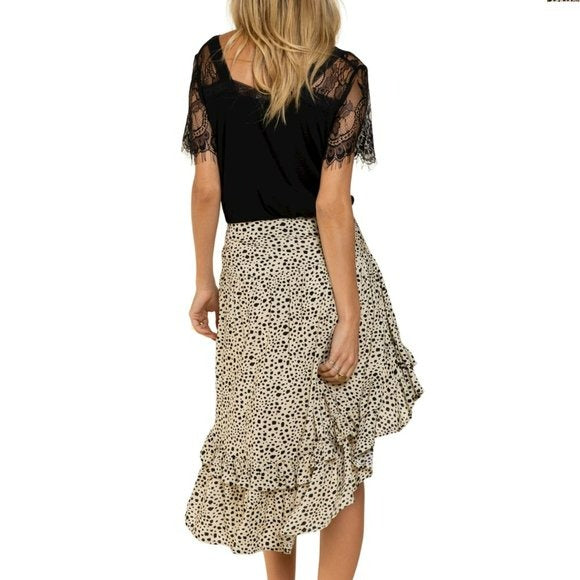 POL Asymmetrical Ruffle Hem Leopard Print Mini Skirt