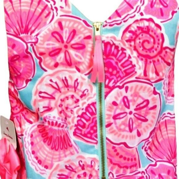 Tommy Bahama Girls Printed Cotton Shift Dress With Hair Clip