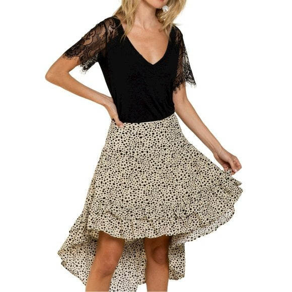 POL Asymmetrical Ruffle Hem Leopard Print Mini Skirt