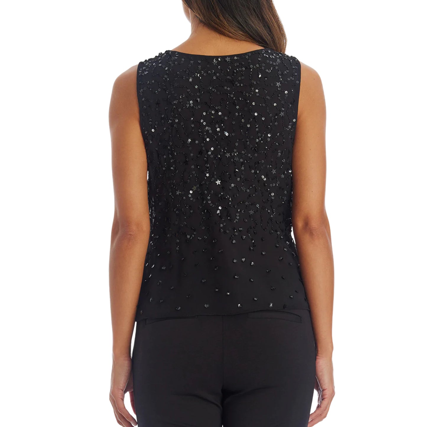 ADRIANNA PAPELL Women's Beaded Sequin Cowl Neck Top Party Blouse