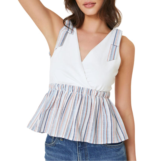 Anthropologie Women's Dolan V-Neck Peplum Bow Tie Tank Top