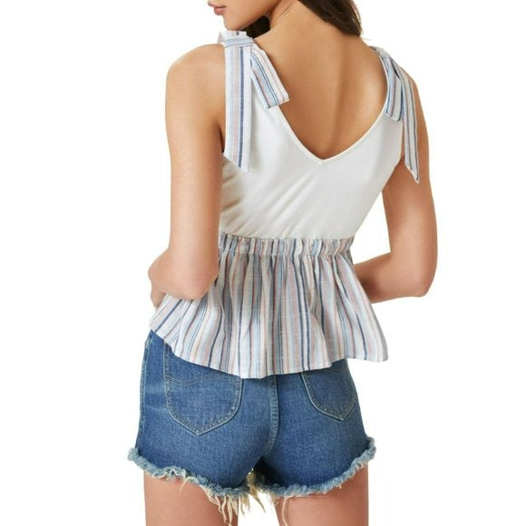 Anthropologie Women's Dolan V-Neck Peplum Bow Tie Tank Top