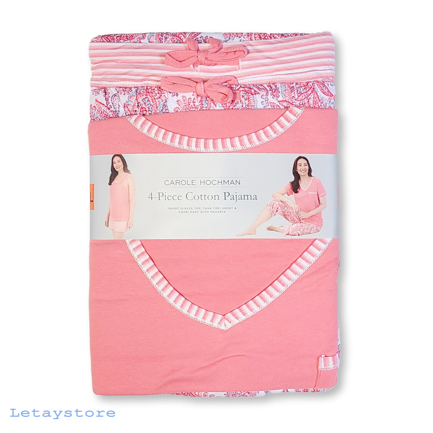 Carole Hochman 4-piece Soft Cotton Floral Print Pajama Lounge Set