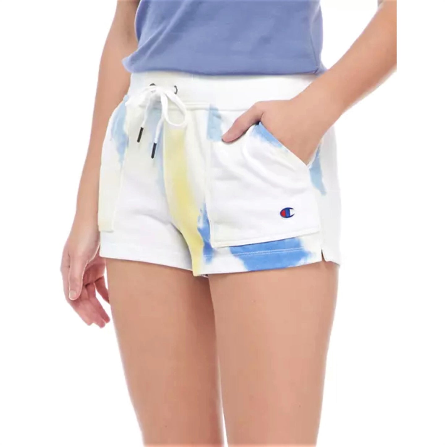 Champion Women's Tie-Dye Print side Pockets Cotton Blend Active Shorts