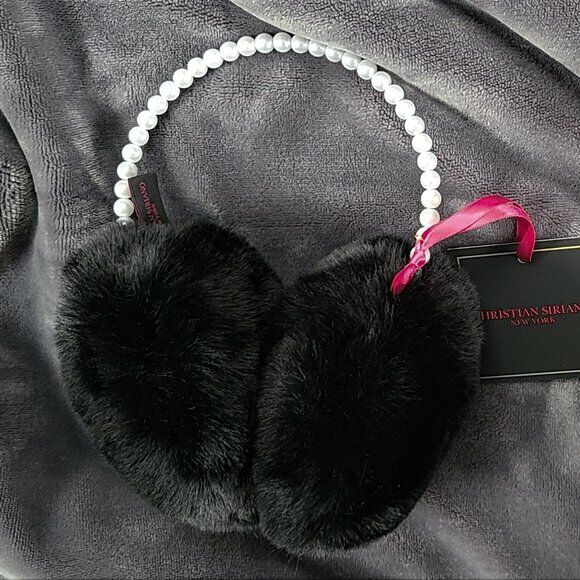 Christian Siriano Women's Pearl Band Faux Fur Earmuffs