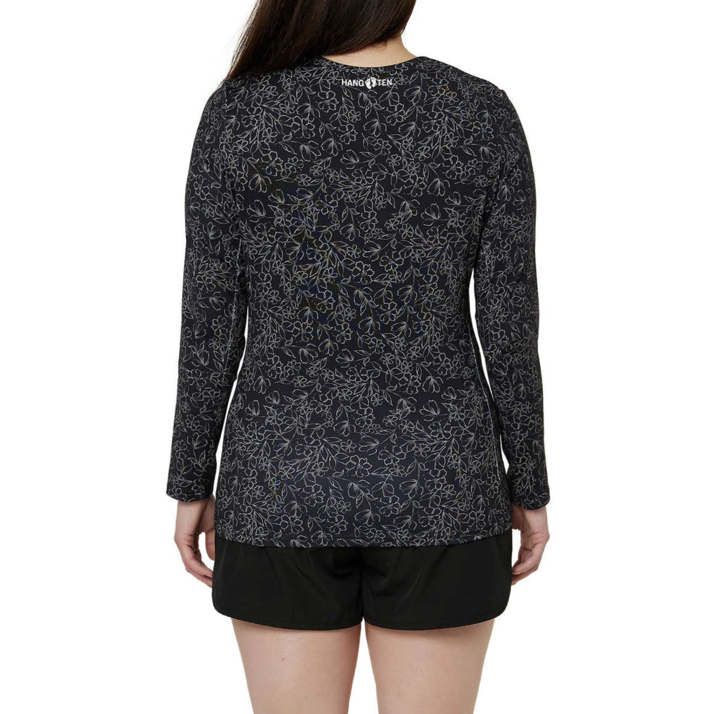 Hang Ten Women's Quick-dry UPF 50+ Protection Long Sleeves Front Pocket Sun Swim T-Shirt