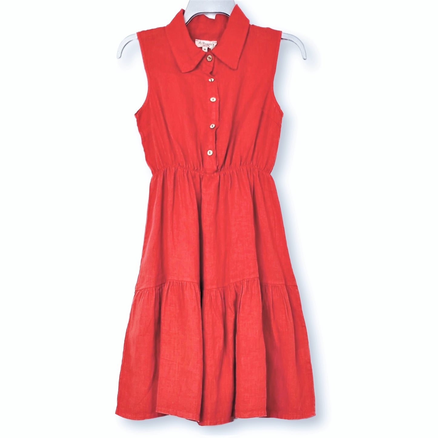 LE RAGAZZE Women's 100% Linen Tiered Made in Italy Mini Dress