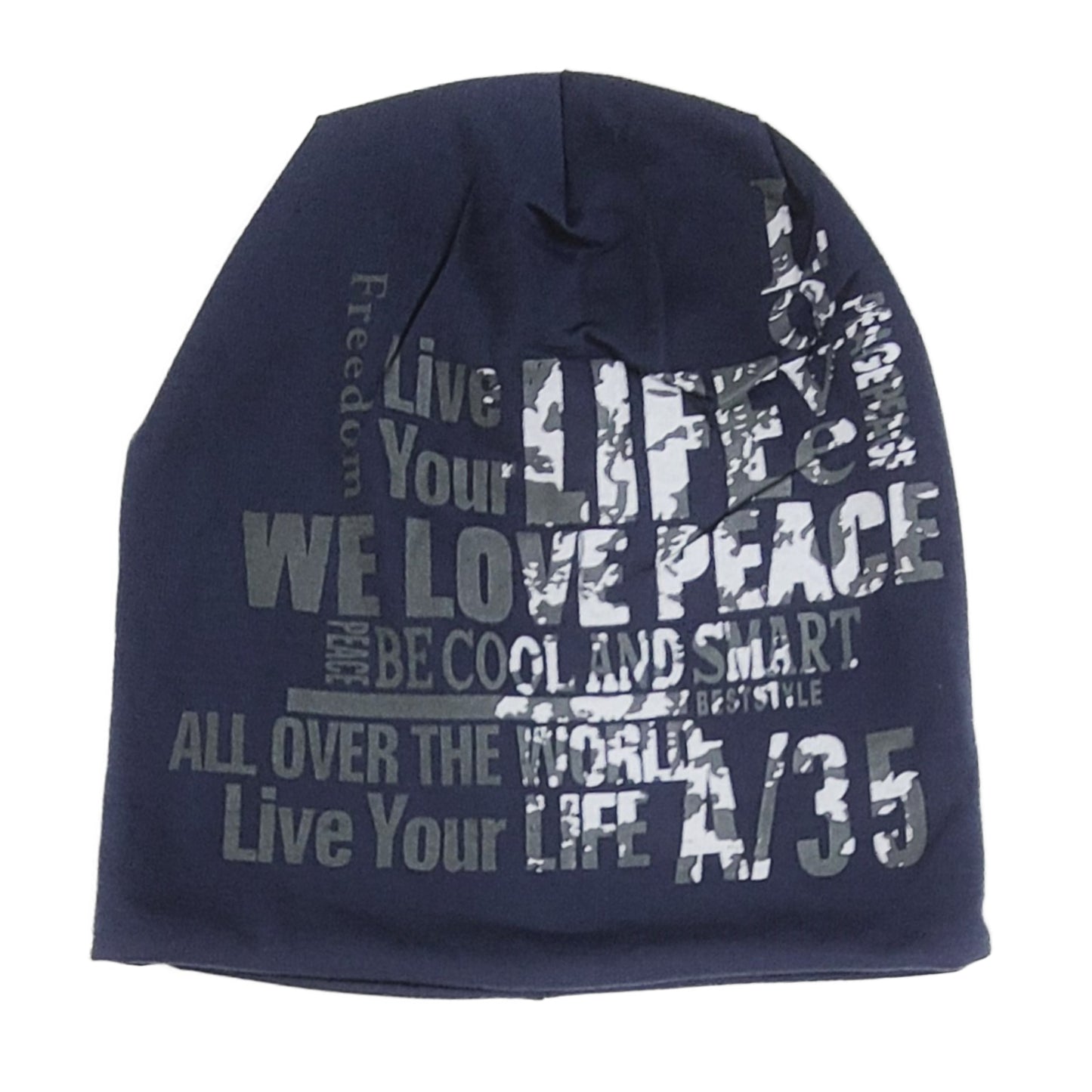 Love Peace Print Women's Fleece Lined Beanie Winter Hat