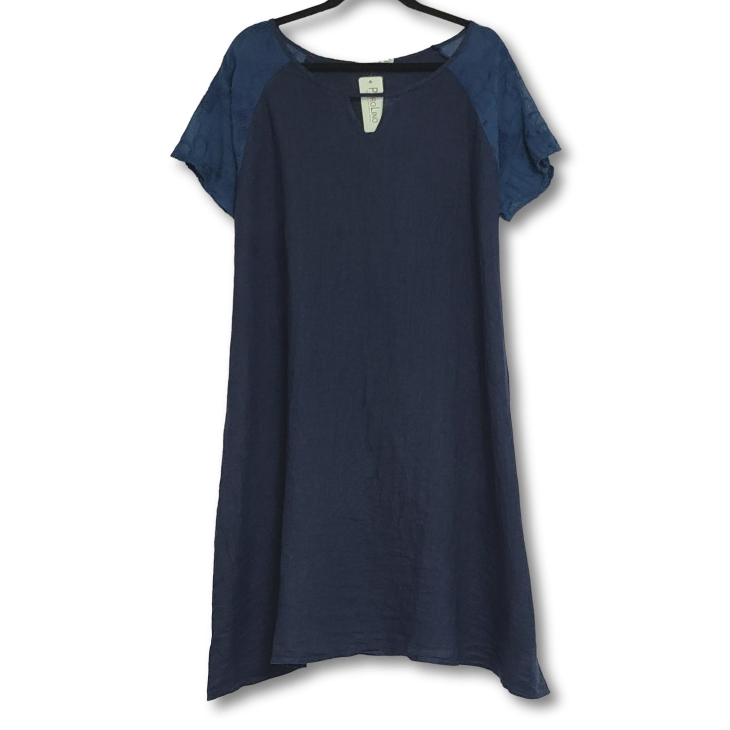 Martina Innocenti Women's Plus Linen Embroidered Sleeve Midi Dress