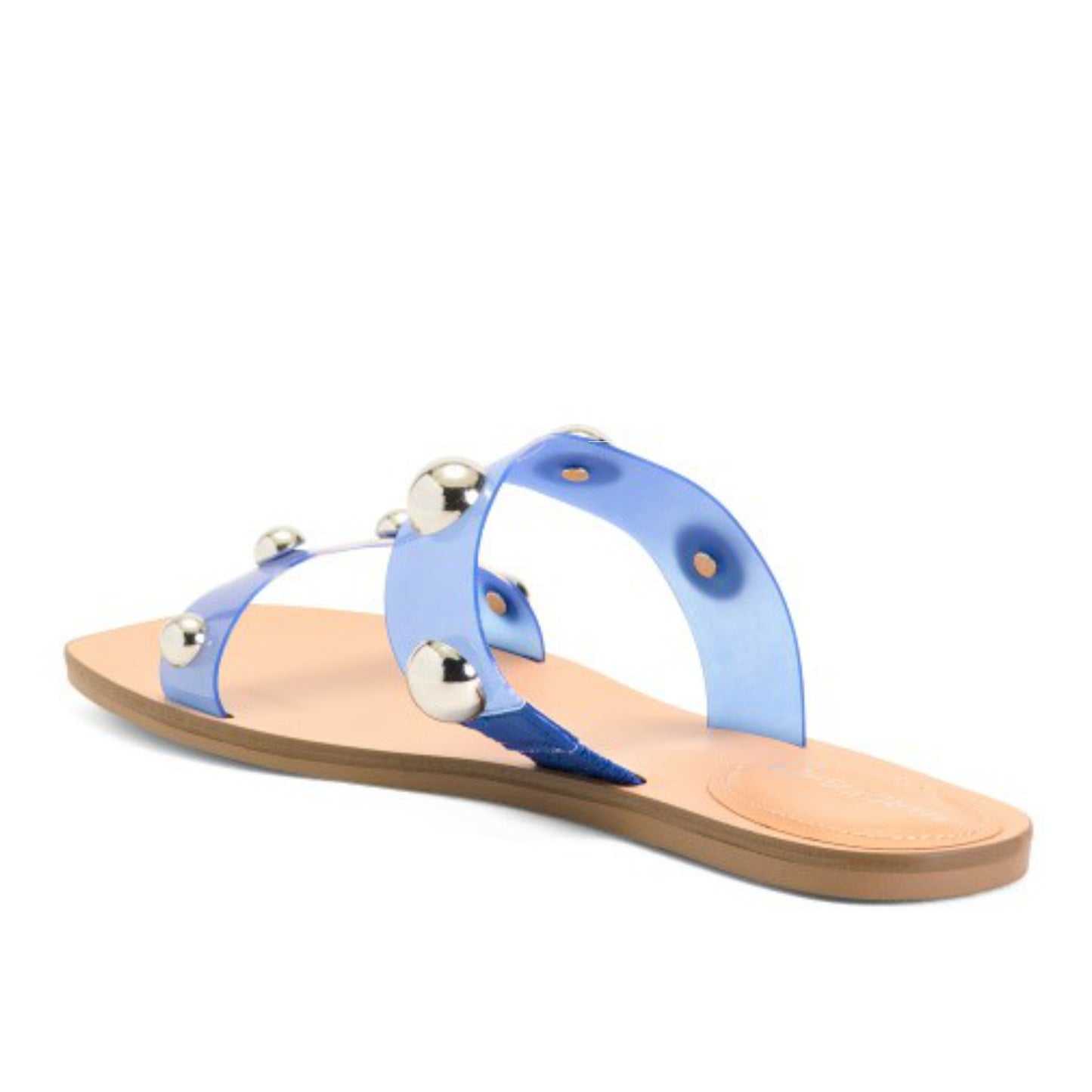 Marc Fisher Frosted Lucite Stud Embellished Slide-on Sandals