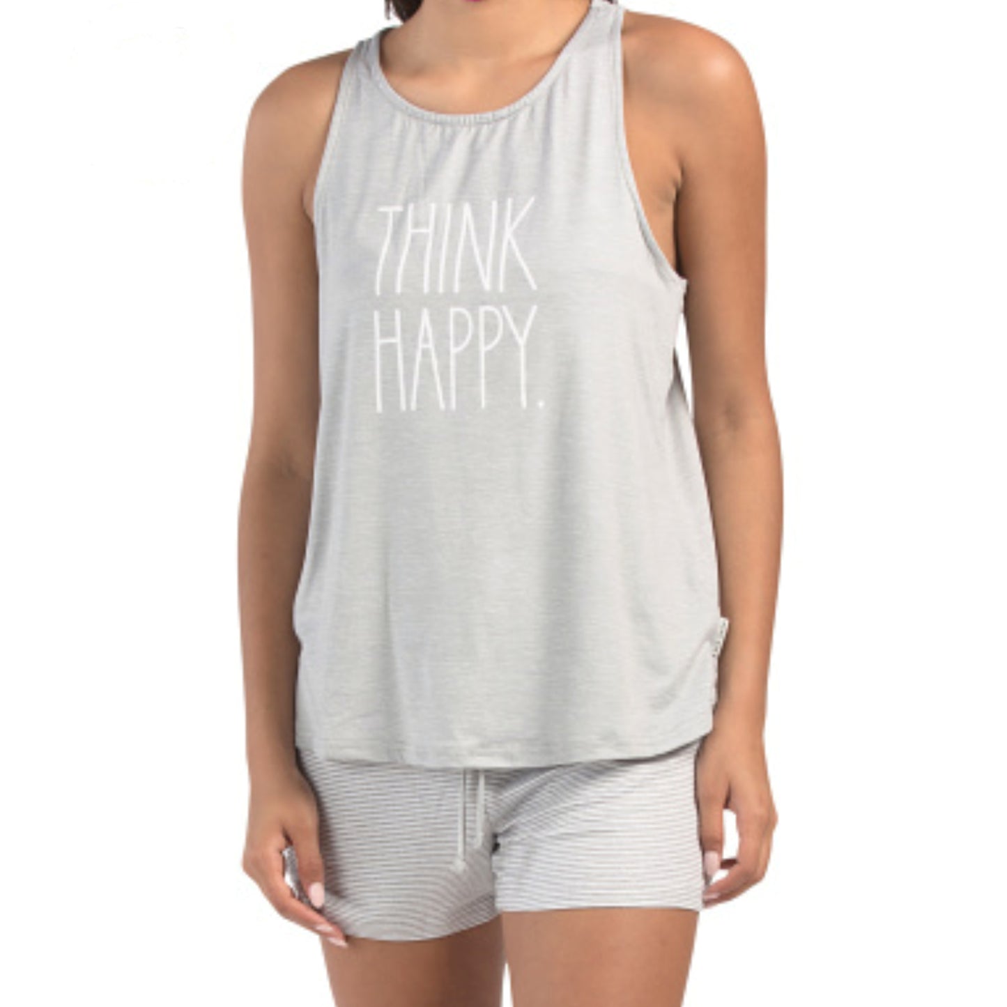 Rae Dunn Women's 2-Piece Ultra Soft Think Happy Graphic Print Pajama Set