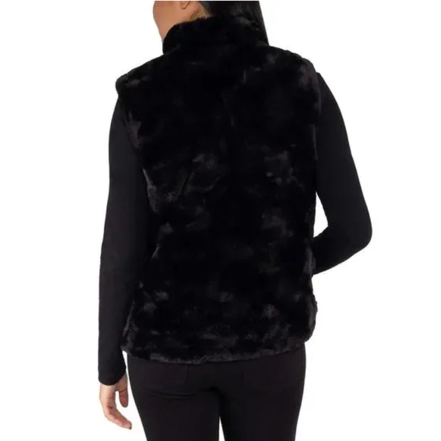 Nicole Miller Women's Plus Reversible Cozy Quilted Faux Fur Insulated Puffer Vest