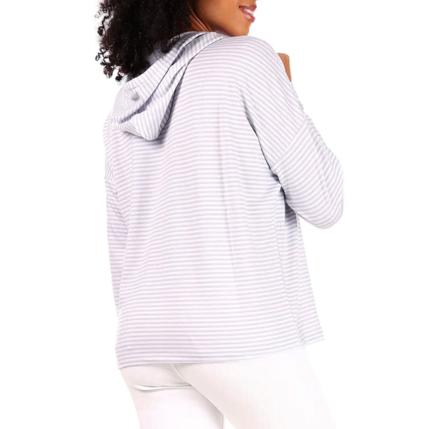 Rae Dunn Women's Ultra Soft Love Graphic Print Striped Sweatshirt Top Hoodie