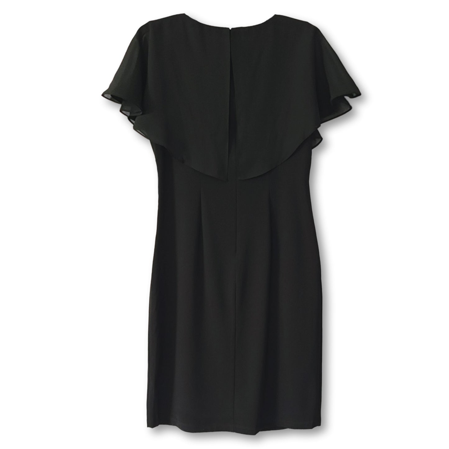 SL Fashions Women's Plus V-neck With Popover Sheer Details Sheath Mini Dress