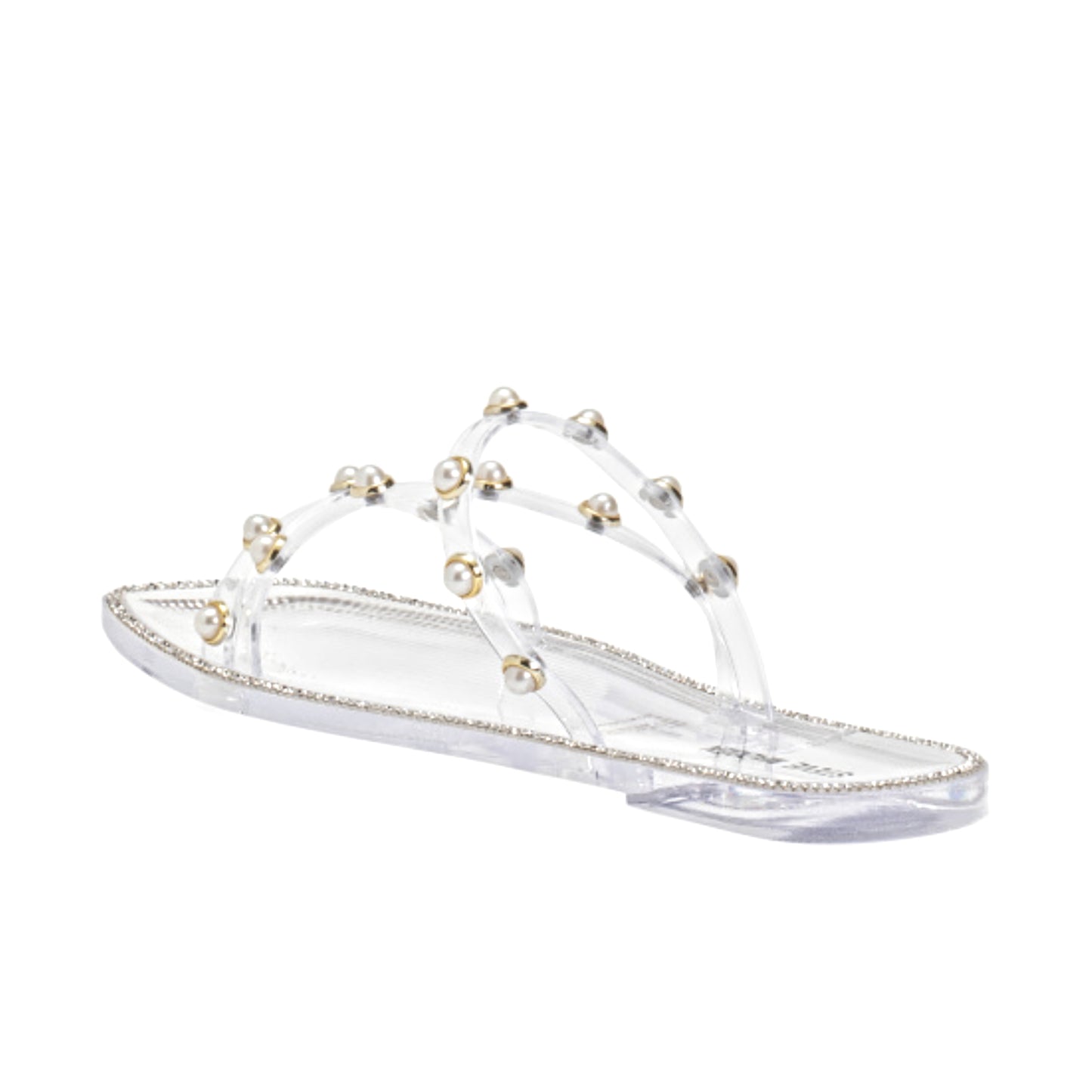 Steve Madden Women's Studded Pearl Embellished Slide-On Flat Sandals