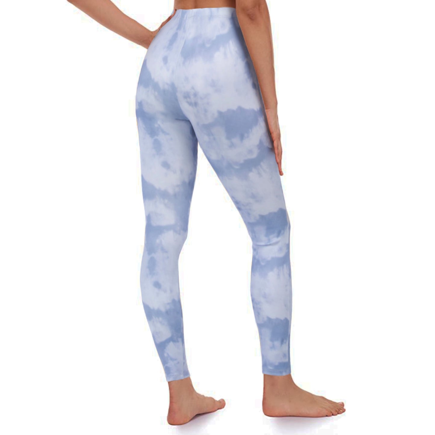 T TAHARI High Rise Cloud Tie Dye Print Active Casual Ankle Leggings