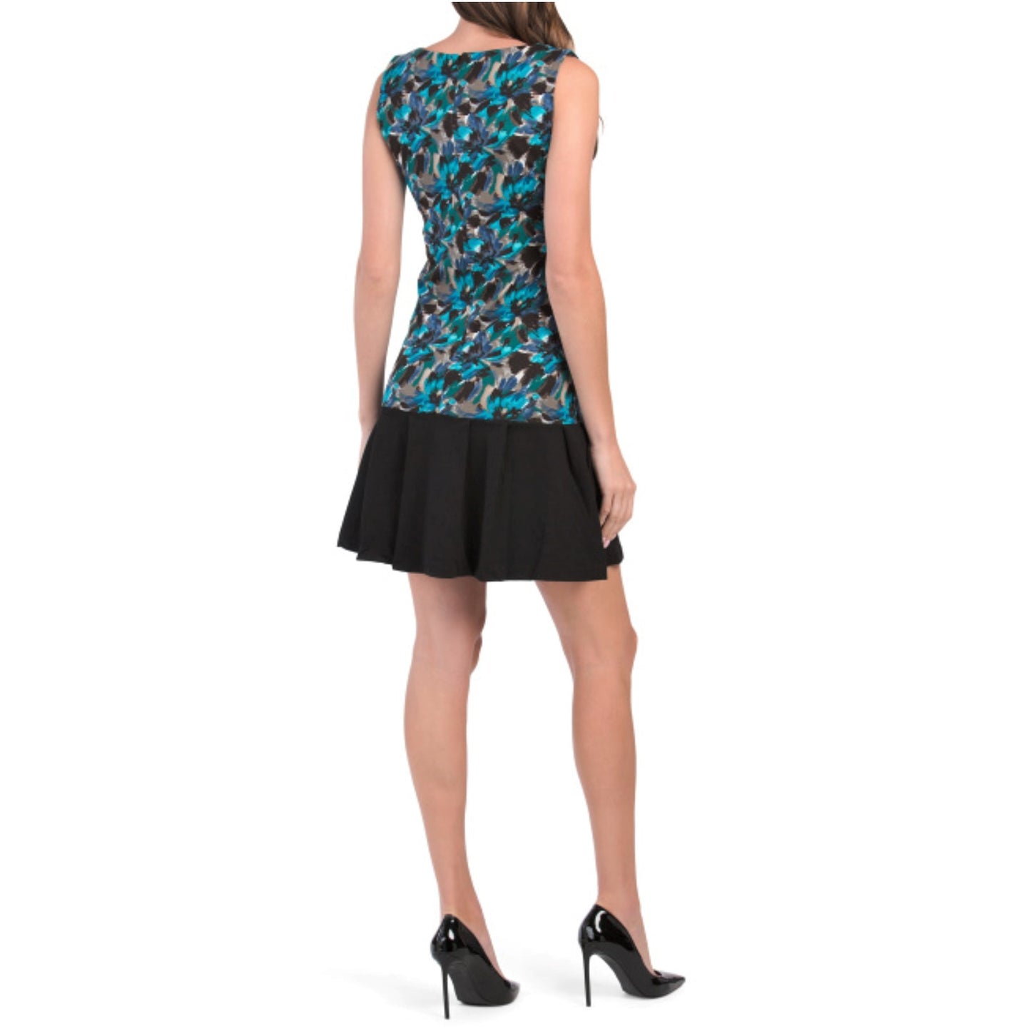 Vertigo Paris Women's Floral Print Flounce Hem Sleeveless Mini Dress