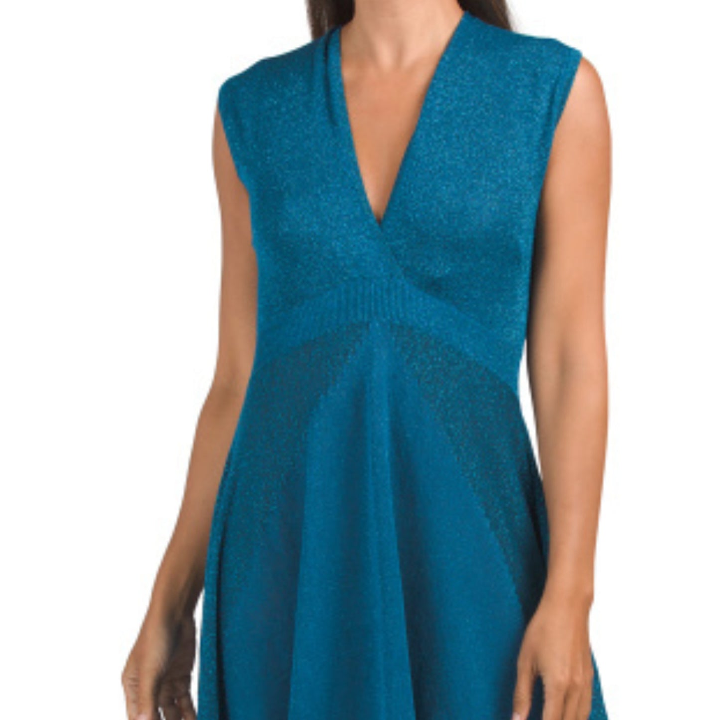 Vertigo Paris Women's Metallic Shimmery Asymmetrical Hem Midi Dress