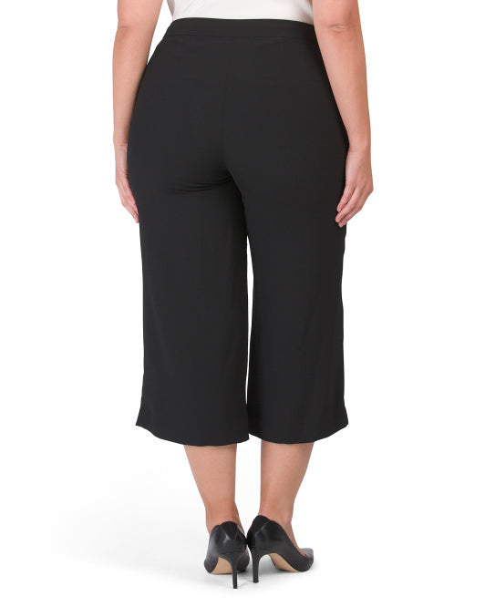 Vince Camuto Women's Plus Plus High Rise Crop Wide Leg Zip Pocket Dress Pants