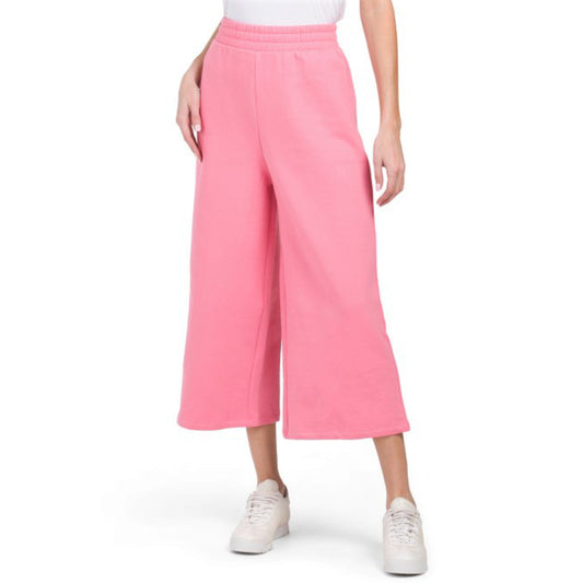 Zara Women's Wide Leg Cropped Soft Cotton Fleece Lined Casual Active Pants