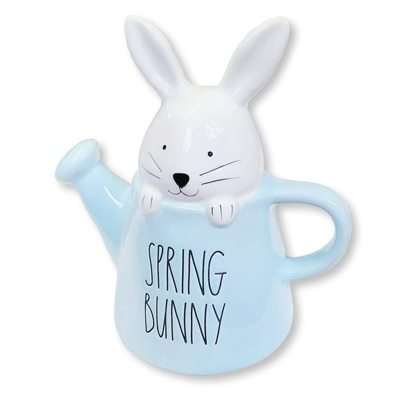 Rae Dunn Easter 9in Ceramic Spring Bunny In Watering Can