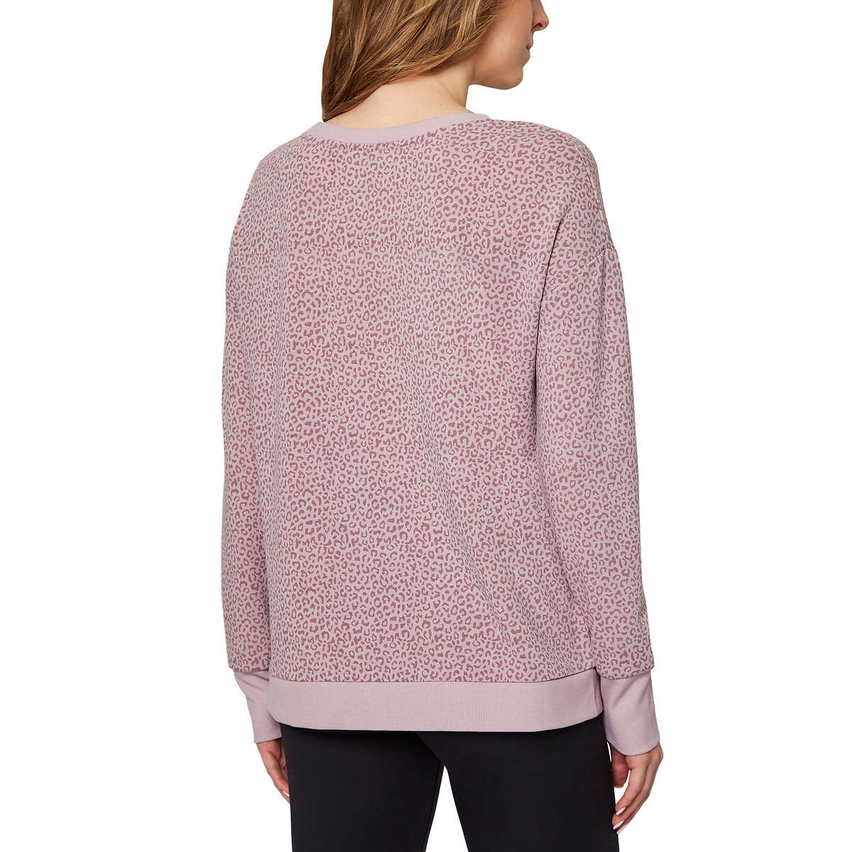 Mondetta Women's Leopard Print Soft Moisture Wicking Relaxed Fit Sweatshirt Top