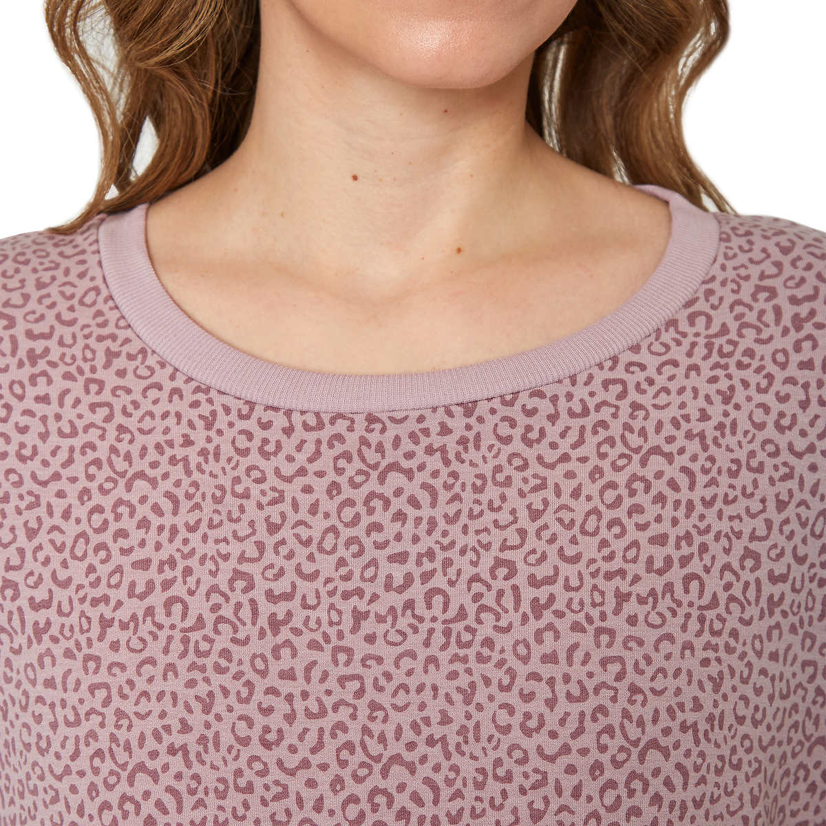 Mondetta Women's Leopard Print Soft Moisture Wicking Relaxed Fit Sweatshirt Top