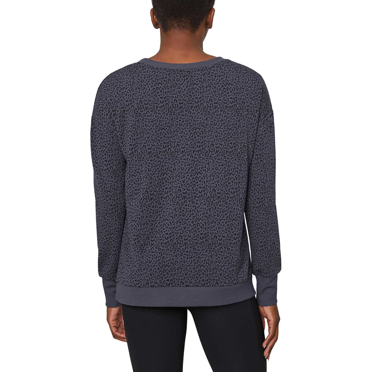 Mondetta Women's Leopard Print Soft Moisture Wicking Relaxed Fit Sweatshirt Top