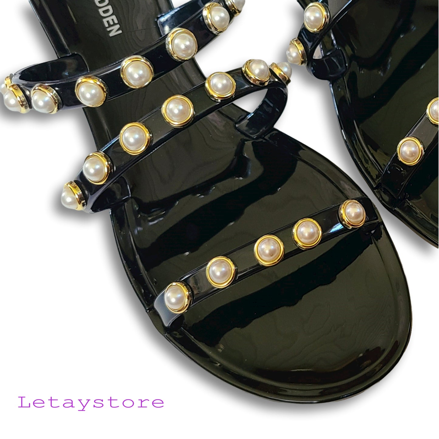 Steve Madden Women's Studded Pearl Embellished Slide-On Flat Sandals