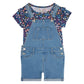 Vigoss Youth Girl's 2-Piece Cotton T-Shirt and Denim Overall Shortall Set