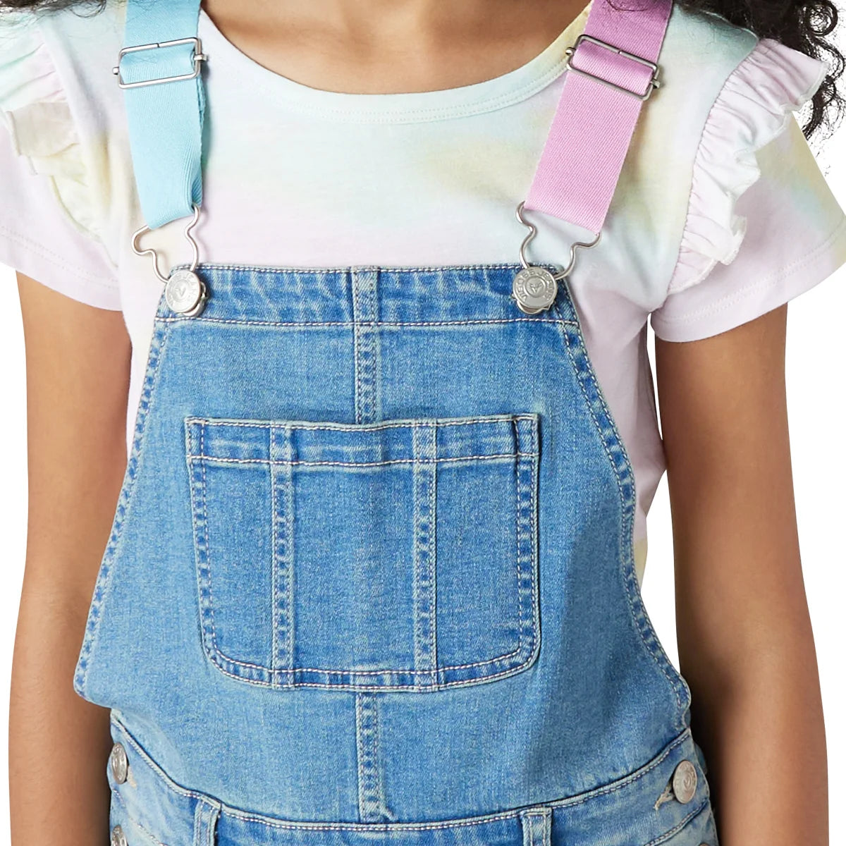 Vigoss Youth Girl's 2-Piece Cotton T-Shirt and Denim Overall Shortall Set