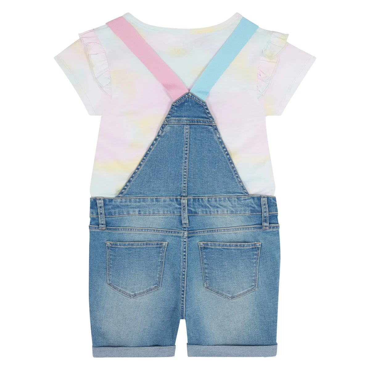 Vigoss Youth Girl's 2-Piece Cotton T-Shirt and Denim Overall Shortall Set