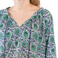 Cynthia Rowley Boho Floral Print Cotton Keyhole Peasant Top Blouse