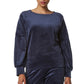 Andrew Marc Marc NY Performance Women's Velvet Crew Neck Puff Sleeve Dropped Shoulder Active Top