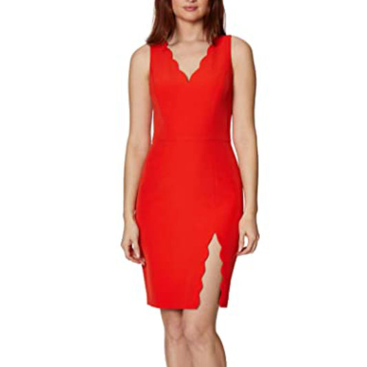 BETSEY JOHNSON Women's Scallop Trim Front Slit Mini Dress