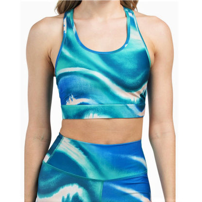 SPLITS59 Women's High Waist Moister Wicking Marbled Print Bardot Leggings and Top Collection