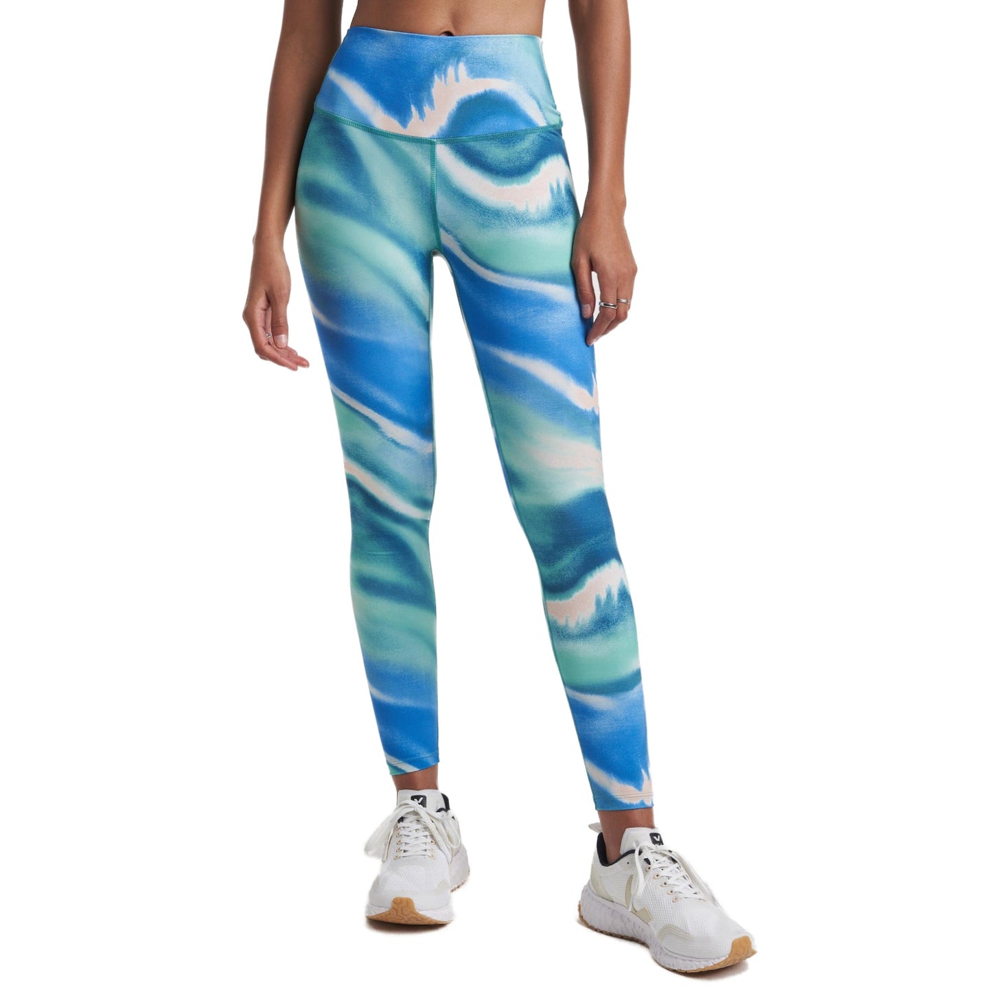 SPLITS59 Women's High Waist Moister Wicking Marbled Print Bardot Leggings and Top Collection