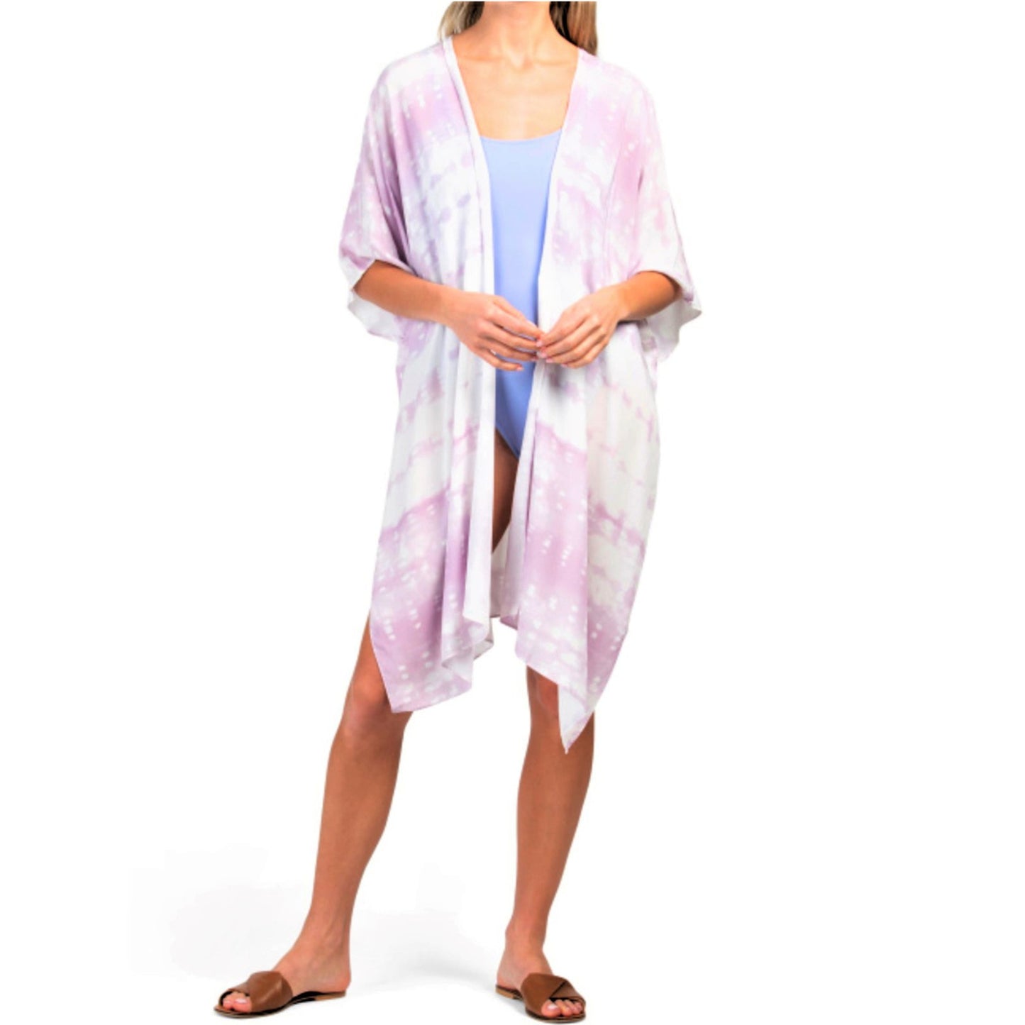 Steve Madden Women's Tie Dye Print Lightweight Kimono Top Cover-up