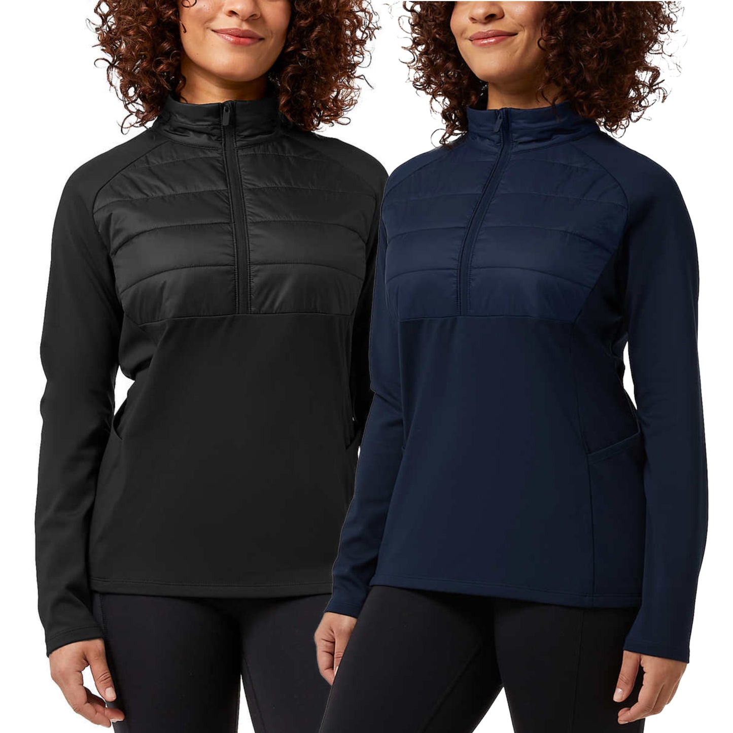 32 Degrees Women's Half Zip Fleece Lined Stretch Comfort Sweatshirt Active Top