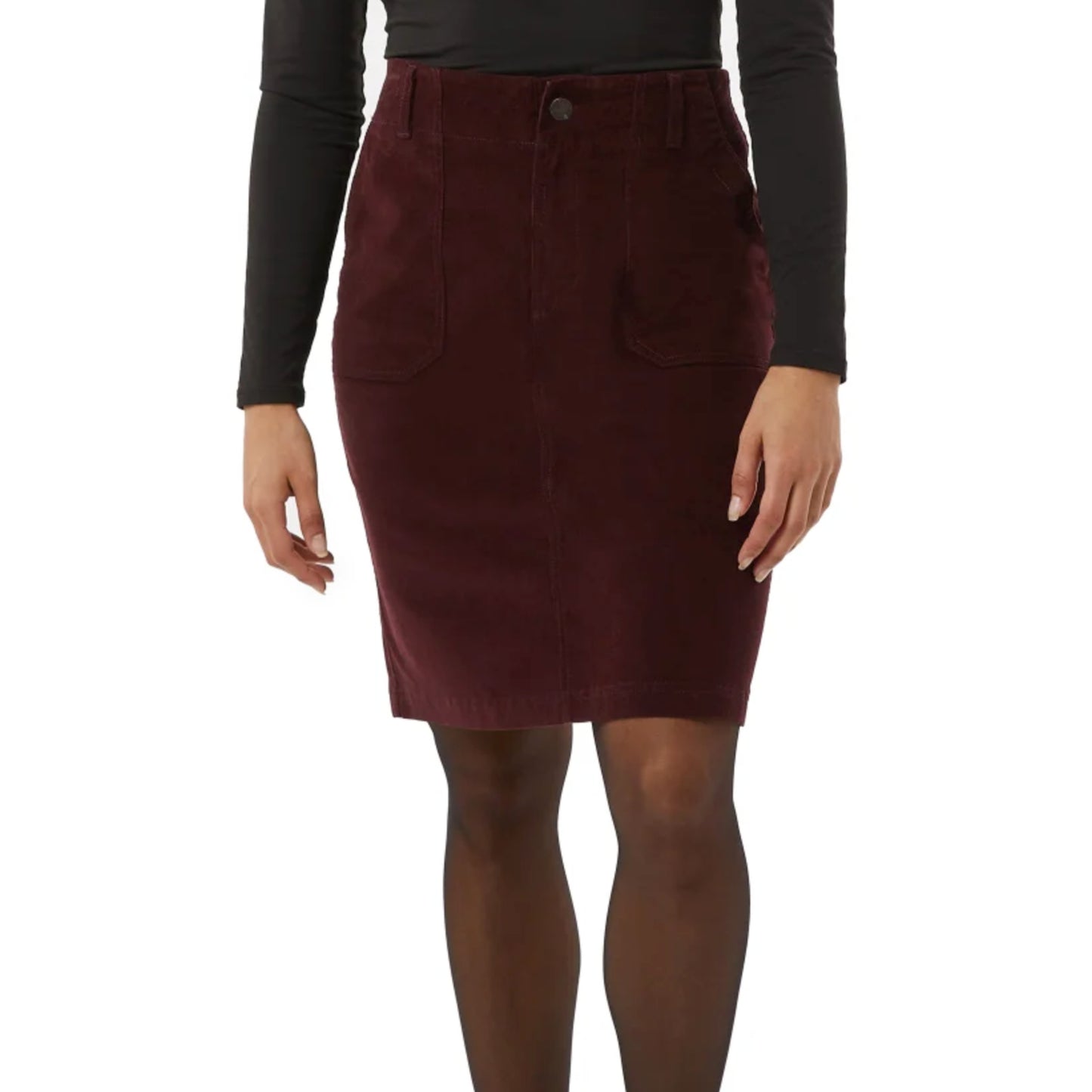 32 Degrees Women's Plus Front Zip Cotton Corduroy Mini Skirt