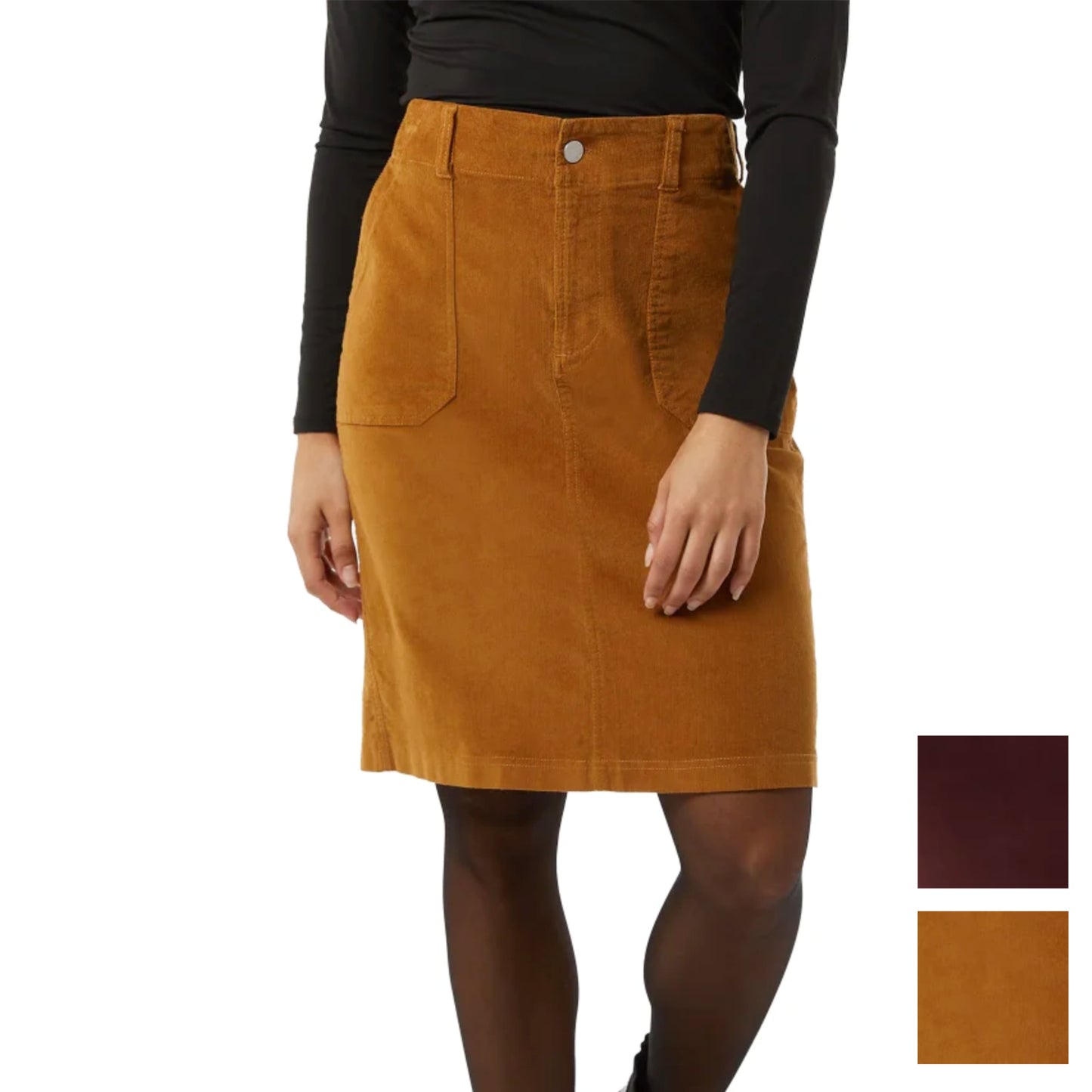 32 Degrees Women's Plus Front Zip Cotton Corduroy Mini Skirt