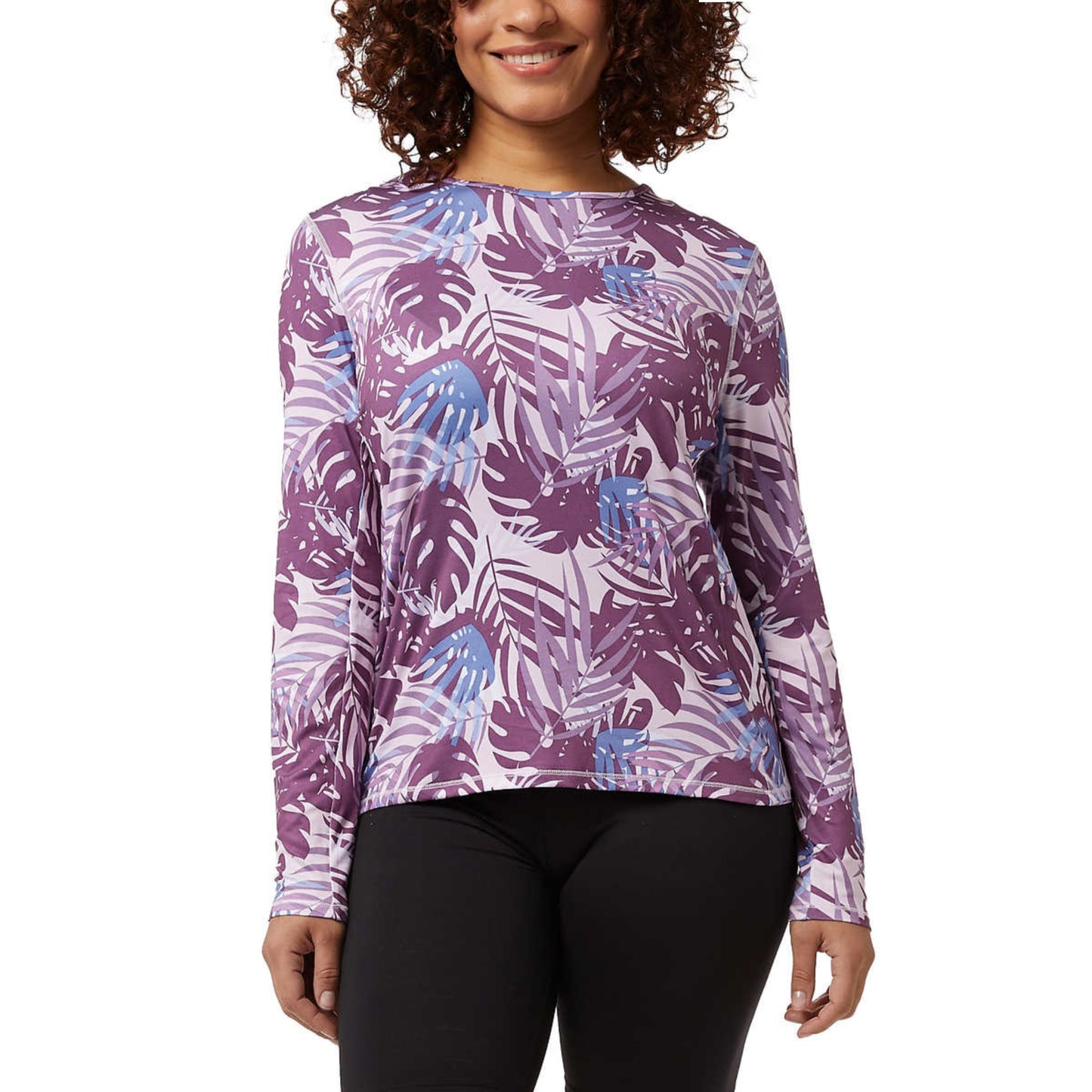 32 Degrees Women's  Palm Leaf Print Tee UPF 50+ Protection Long Sleeve Sun T-Shirt